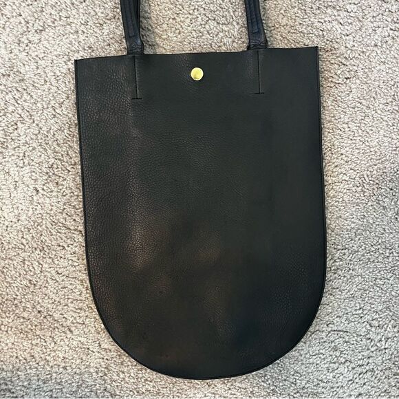 MINOR HISTORY Anthropologie Half Moon Tote Black Leather Semi Circle - Picture 6 of 10
